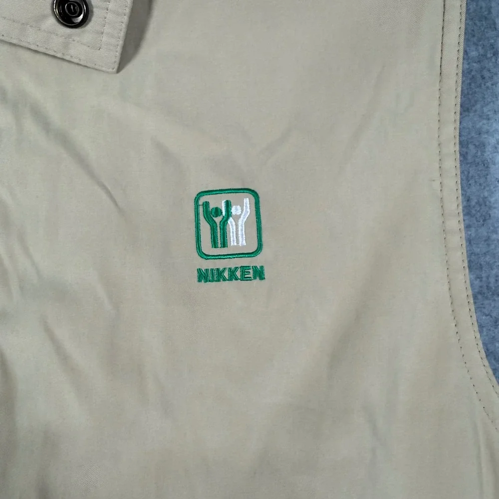 Nikken Mens Insulated Vest Tan Beige Full Zip Snap Front Ceramic Fiber Size L